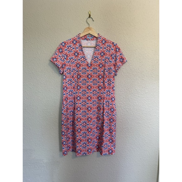 J. McLaughlin Dresses & Skirts - J. McLaughlin Ivana Shirt Dress Catalina Cloth Red And Blue Size Large $228